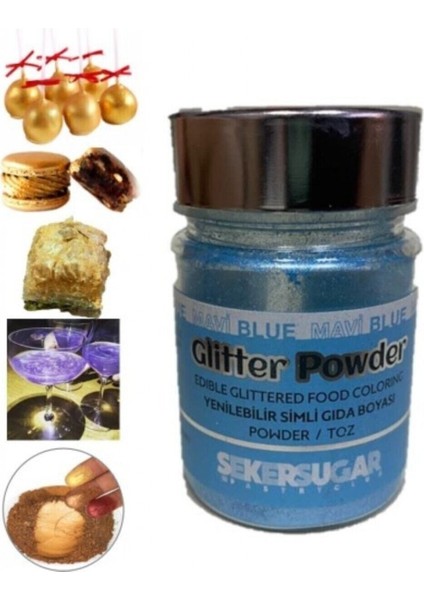 Yenilebilir Simli Mavi Toz Gıda Boyası 10 gr