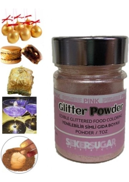 Yenilebilir Simli Pembe Toz Gıda Boyası 10 gr
