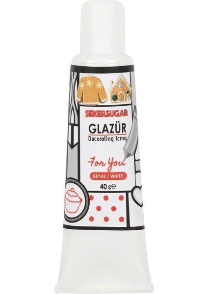 Süsleme Glazürü Beyaz Renk 40 gr