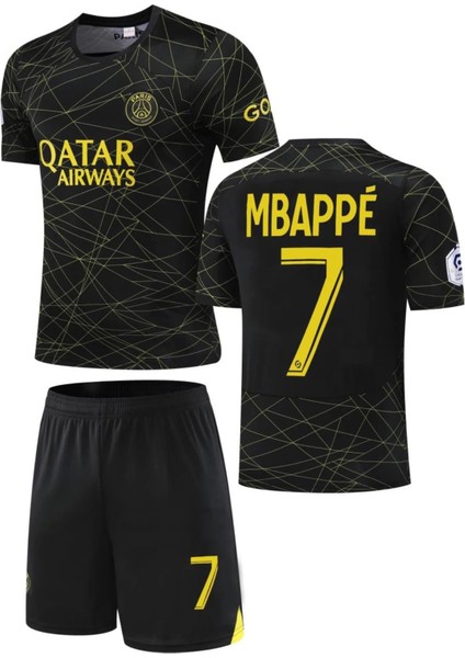 Psg Mbappe 21/22 Sezon Gold-Siyah Özel Tasarım Çocuk Alt Üst Takımı T-Shrt 4 Parça fırsatları