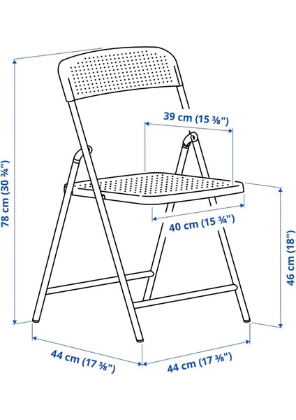 Nemostore Ikea Torparö Katlanabilir Sandalye, Beyaz, Mindersiz