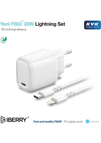 Iberry 20W Iphone 11 - 12 -13- 14 Pro ve Promax Hızlı Sarj Seti