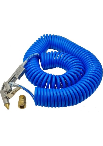 Kompresör Spiral 7,5 mt Asturo Hava Hortum Tabancası Kısa 1/2 Hava Jakı 3 Lü Set