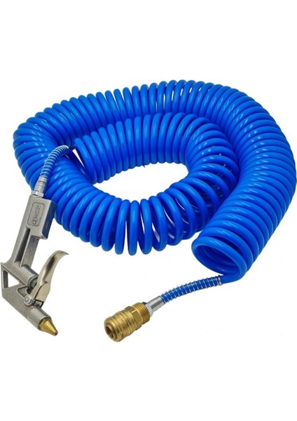 Kompresör Spiral 7,5 mt Asturo Hava Hortum Tabancası Kısa 1/2 Hava Jakı 3 Lü Set