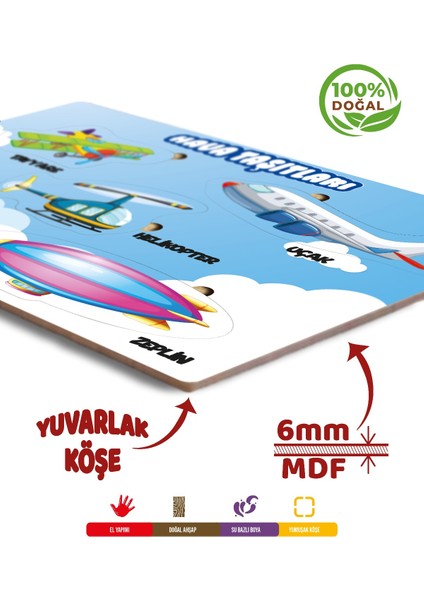 Ahşap Eğitici Öğretici Hava Taşıtları Sok Tak Bul Tak Puzzle fiyatları
