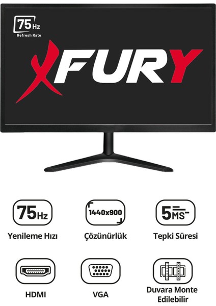 19" Geniş Ekran 75 Hz 5ms (Vga,hdmı) LED Monitör