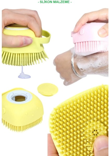 Silikon Banyo Duş Kesesi ve Masaj Fırçası Jel Hazneli