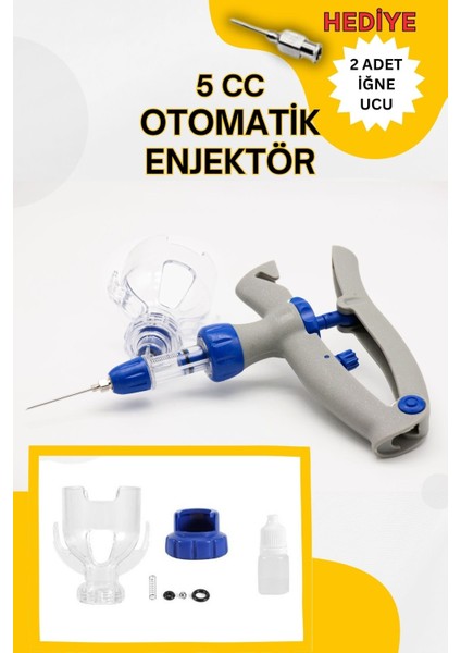 Otomatik Enjektör Şişe Aparatlı 5 cc Küçükbaş Büyükbaş Hayvan Enjektörü Koyun Keçi Inek Dana Buzağı