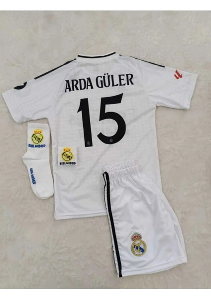 Real Madrid Arda Güler 15 Numara Yeni Sezon Çocuk Alt Üst Takımı T-Shrt 4 Parça