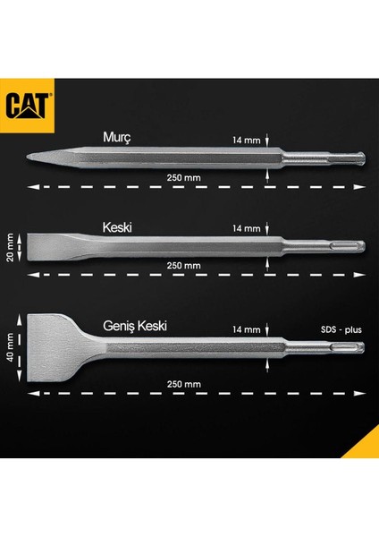 DA03903 Sds Plus 3 Parça Profesyonel Murç/keski Kırıcı Uç Seti