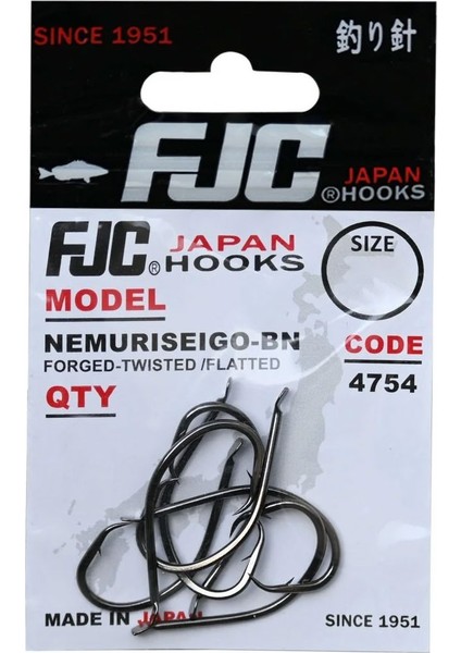 FJC4754 Nemuri Seigo Black Nickel Çengel Olta Iğnesi