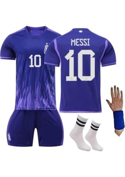 Lionel Messi Mor Arjantin Miili Takım 23/24 Sezon Çocuk Alt Üst Takımı T-Shrt 4 Parça