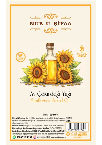 Nur- u Şifaa Ayçekirdeği Yağı 1lt fiyatları