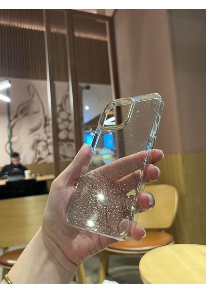 iPhone 12 Pro Max Uyumlu Şeffaf Simli Sert Telefon Kılıfı