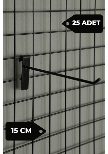 15 cm - 25 Adet Siyah Tel Pano Kancası Raf Askısı fiyatları