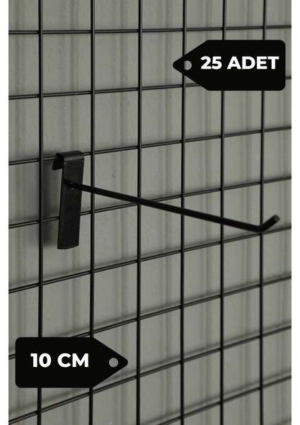 10 cm - 25 Adet Siyah Tel Pano Kancası Raf Askısı fiyatları