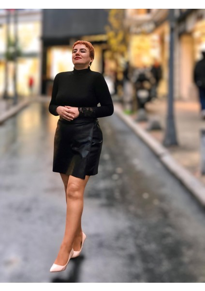 Deri Mini Şortlu Etek modelleri