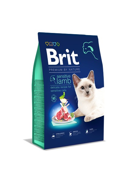 Brit Premium 8 kg By Nature Hassas E Sahip Kediler Için, Kuzu Etli Kuru Mama Ynsmr