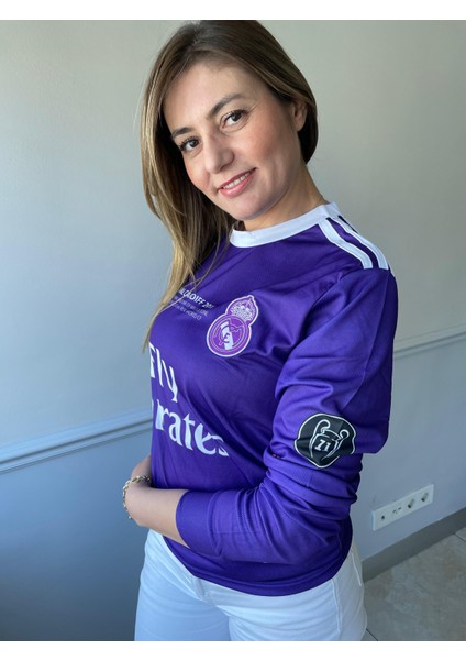 Real Madrid Cristiona Ronaldo Mor 2017 Cardif Şampiyonlar Ligi Uzun Kol Yetişkin T-Shrt Forma