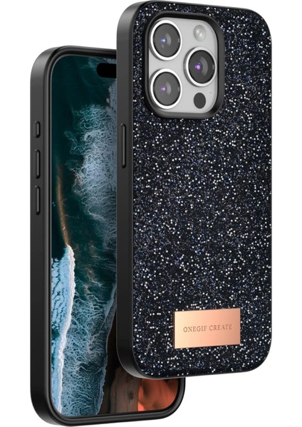 Iphone 14 Pro Bright Simli Kapak - Siyah Ynsmr