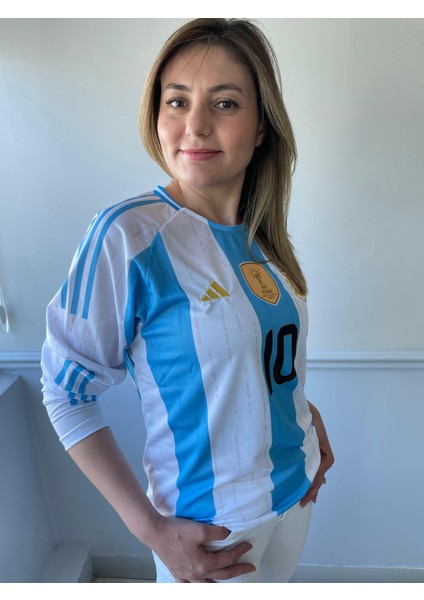 Lionel Messi Arjantin Milli Takım Şampiyonlar Ligi Uzun Kol Yetişkin T-Shrt Forma