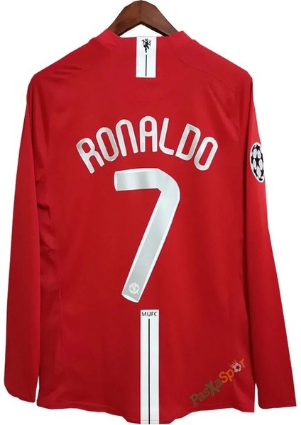 Cristiona Ronaldo Kırmızı Moscow 2008 Şampiyonlar Ligi Uzun Kol Yetişkin T-Shrt Forma