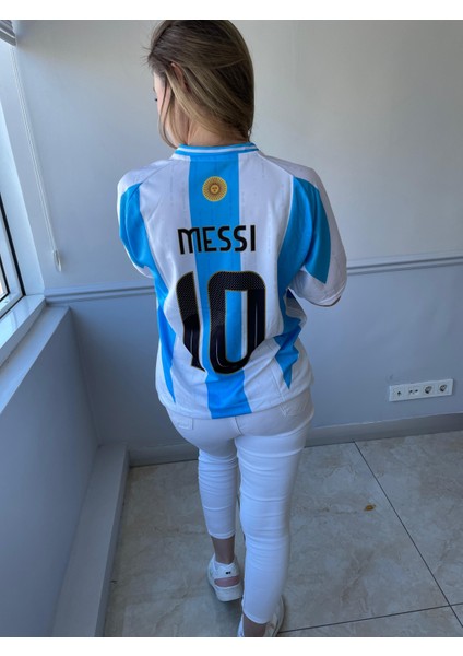 Lionel Messi Arjantin Milli Takım Şampiyonlar Ligi Kısa Kol Yetişkin T-Shrt Forma