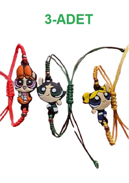 Powerpuff Girls 3 Lü Slikon Ip Bileklik 3 Adet