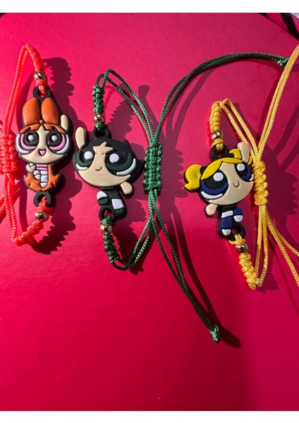 Powerpuff Girls 3 Lü Slikon Ip Bileklik 3 Adet