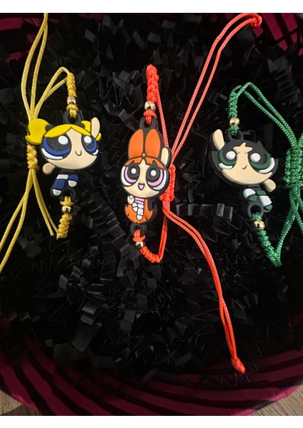 Powerpuff Girls 3 Lü Slikon Ip Bileklik 3 Adet