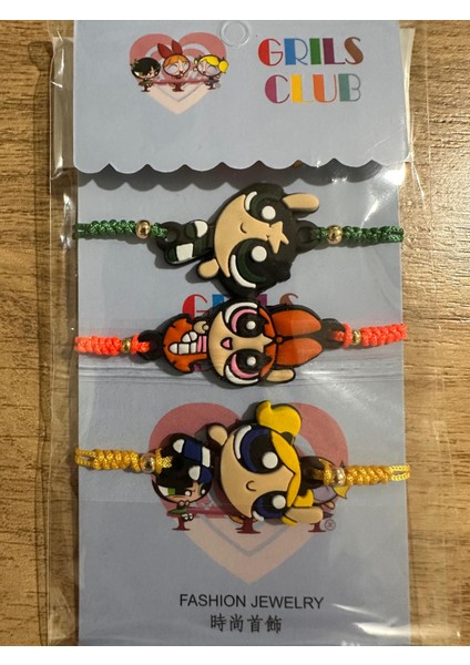 Powerpuff Girls 3 Lü Slikon Ip Bileklik 3 Adet