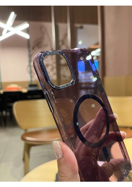 iPhone 11 Pro Max Mor Şeffaf Sert Telefon Kılıfı Magsafe