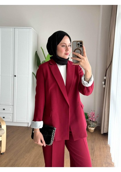 3006 Duble Kol Astarı Çizgili Blazer Ceket