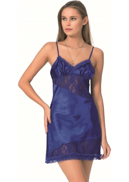 Aria's Closet Saks Kısa Saten Gecelik