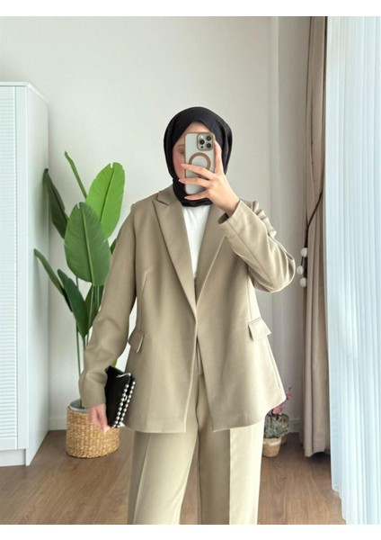 3006 Duble Kol Astarı Çizgili Blazer Ceket