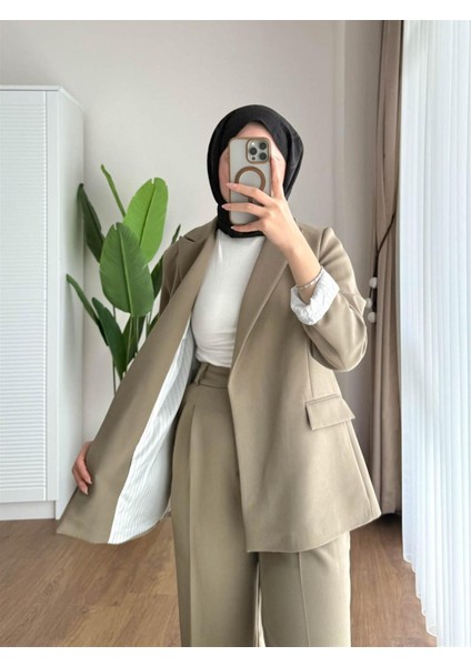 3006 Duble Kol Astarı Çizgili Blazer Ceket