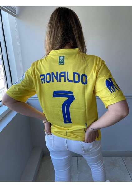Al-Nassr Cristiona Ronaldo Iç Saha Sarı Yeni Sezon Kısa Kol Yetişkin T-Shrt Forma fırsatları