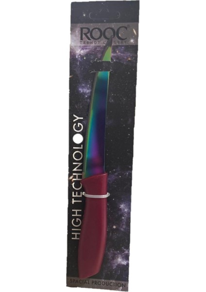 Titanyum Lazer Kesim Bıçak 4 Lü - Çok Amaçlı Yemek - Sebze Bıçağı 23,5 CM.T001BORDO