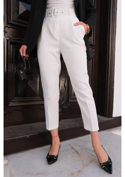 001 Kare Kemerli Dar Paça Pantolon