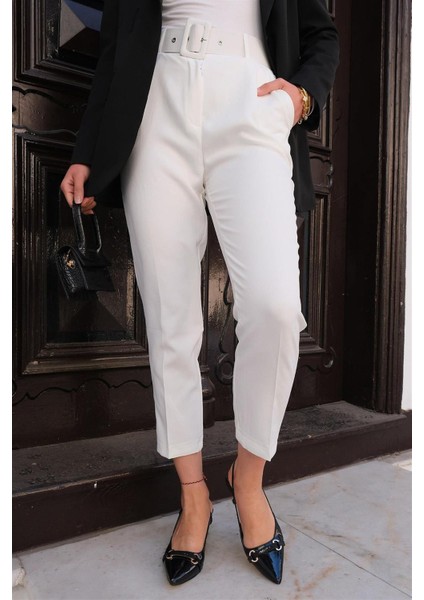 001 Kare Kemerli Dar Paça Pantolon