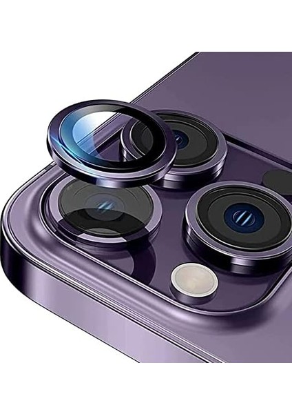 Iphone 14 Pro Max/14 Pro Ile Uyumlu Cmcov Kamera Lens Koruyucu Kolay Tak Çıkar Ergonomik Ince Tasarım Kırılma ve Çizilme Önleyici Derin Mor