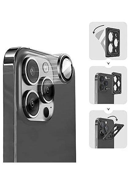 Iphone 14 Pro Max/14 Pro Ile Uyumlu Cmcov Kamera Lens Koruyucu Kolay Tak Çıkar Ergonomik Ince Tasarım Kırılma ve Çizilme Önleyici Derin Mor