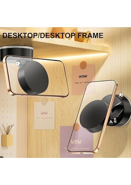 JS02 Asla Bırakmayan Kilit Vakum Ile Tutucunun Düşmesine Son !!!! Süper Mıknatıslar Ile Harika Tutuş Bütün Cep Telefonları Navigasyonlar ve Tabletler Için Araç Tutucu Masaüstü Stand (Siyah)