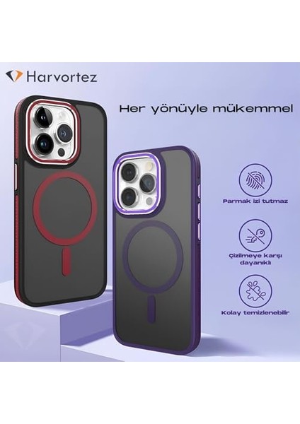iPhone 15 Pro Max Super Msafe Manyetik Uyumlu Kılıf, Askeri Sınıf Koruma, Yarı Saydam Mat Parmak Izi Tutmaz, Alüminyum Tuş ve Kamera Çerçeveli, Özel Tasarım Premium Case (Gri)