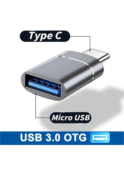 Metal Mini Type C USB 3.1 To USB 3.0 Çevirici Dönüştürücü, Tak Çalıştır, Otg Çevirici Adaptör Macbook, iPad Air, iPad Pro, Surface Pro, Xps Uyumlu, USB To USB C Adapter, Type-C Otg, Data Şarj Adaptörü