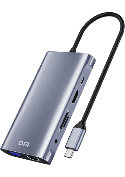 CHB055 Type-C To HDMI VGA RJ45 Ethernet 3*usb 3.0 Aux Pd Tf Sd Kart Okuyucu Dönüştürücü