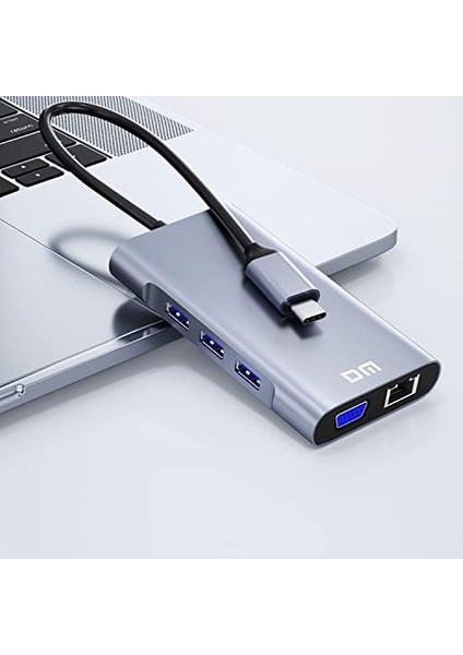 CHB055 Type-C To HDMI VGA RJ45 Ethernet 3*usb 3.0 Aux Pd Tf Sd Kart Okuyucu Dönüştürücü