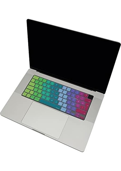 Macbook Klavye Koruyucu M1-M2-M3 (Türkçe Q) Touchıd'li A2681 A3113 A2941 A3114 A2442 A2779 A2992 A2918 A2485 A2780 A2991 ile Uyumlu Dazzle Pembe Yeşil