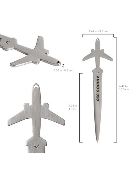Upp Zekupp Airbus A330 Zarf Açacağı, Uçak Modeli Koleksiyon Hediyesi Mektup Açacağı, Gümüş Gri Metalik El Yapımı Zarf Açacağı, El Yapımı Hediye (Z