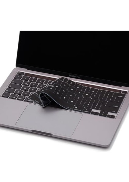 Macbook Pro Klavye Koruyucu M1-M2 13INÇ (Us-Abd Ingilizce) Touchbarlı A2338 A2289 A2251 A2141 Uyumlu Siyah